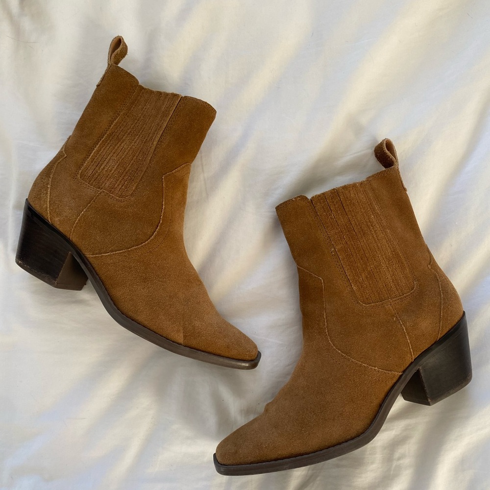 Crown Vintage Tan Suede Heeled Boots